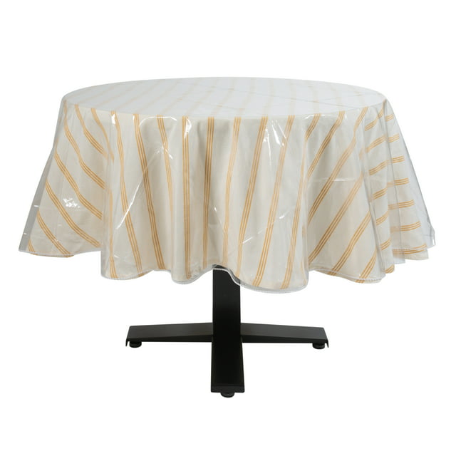 Home Details 70" Round Crystal Clear PVC Tablecloth Protector, Waterproof, Reusable Easy Clean