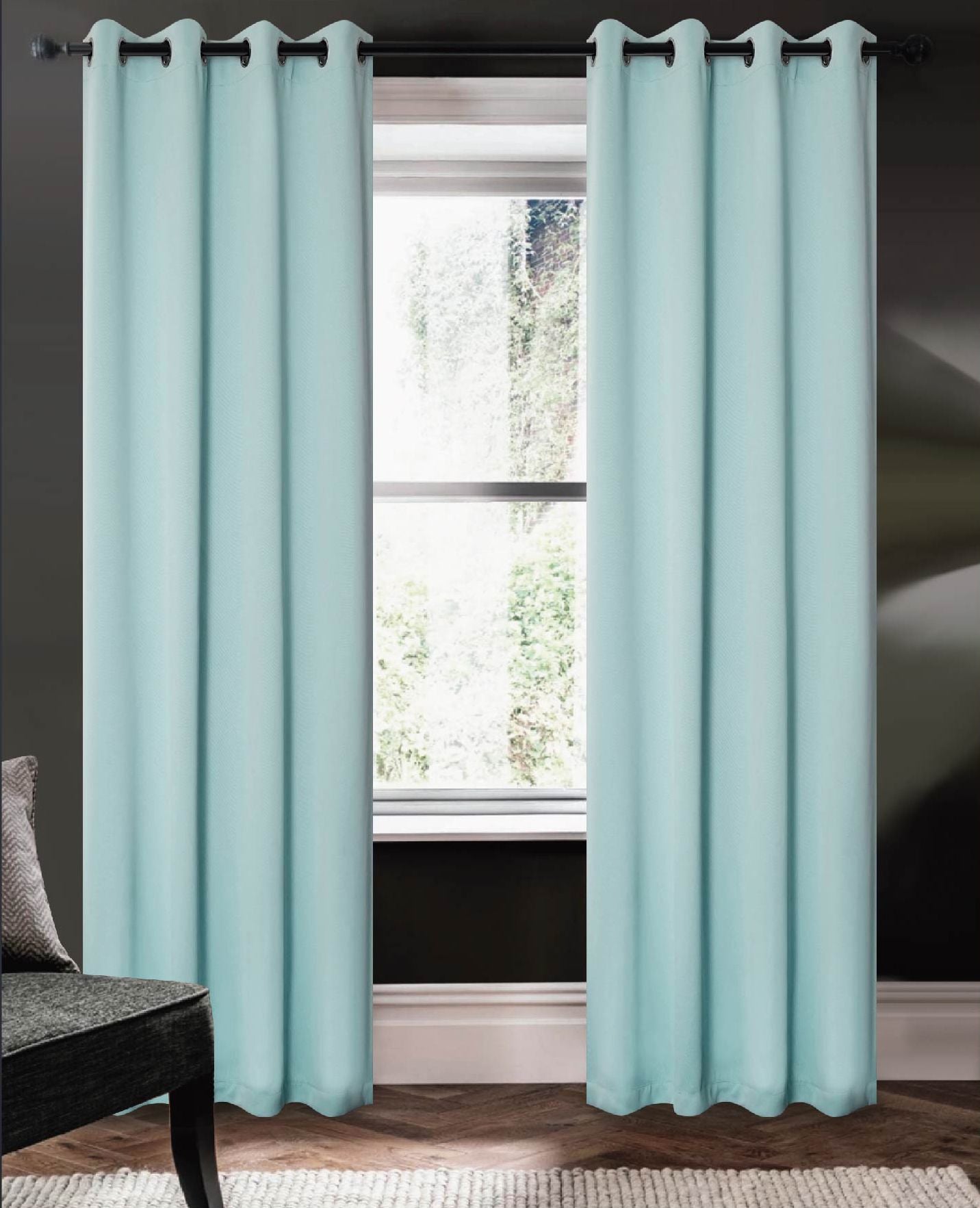 Riley 100% Blackout Grommet Panels 84" Blue