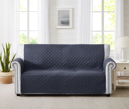 Blake Solid Sofa Cover Navy