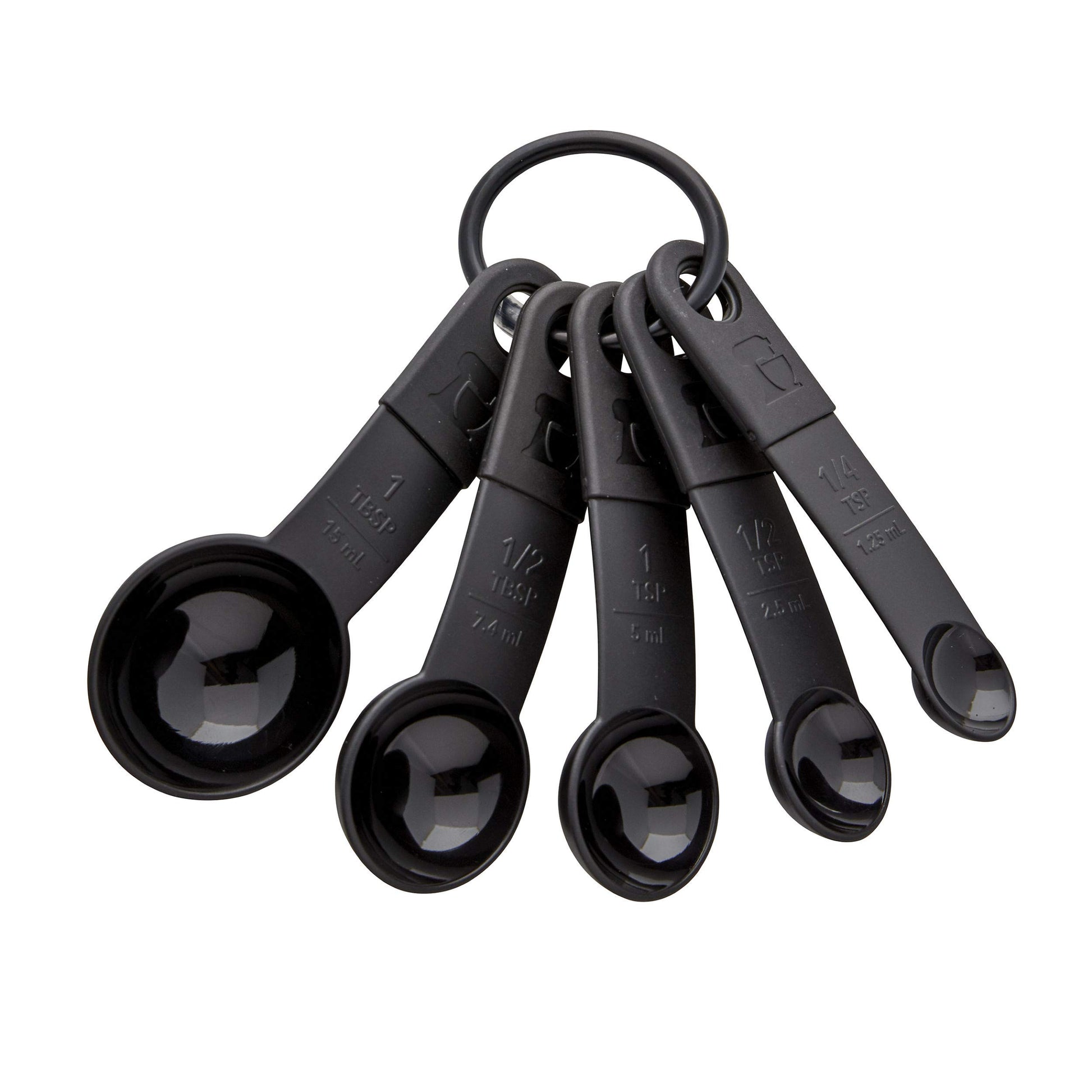 6pc Measuring Plastic Spoon Set, Black