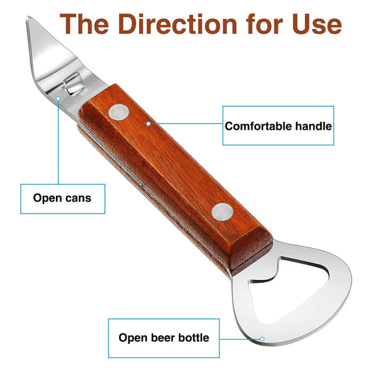 Bottle Can Opener Wood Handle