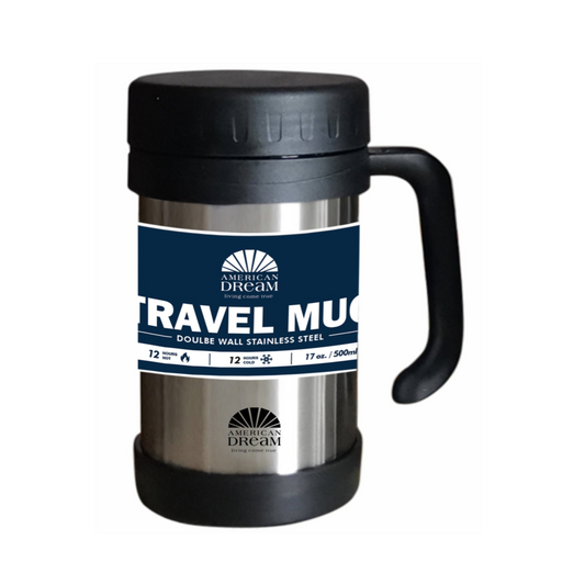 500ml/17oz Double Wall S.S. Travel Mug with Handle