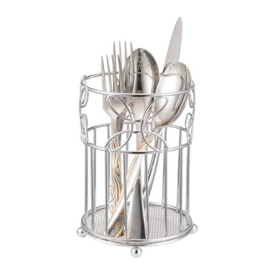 Chrome  Flower Utensil Holder