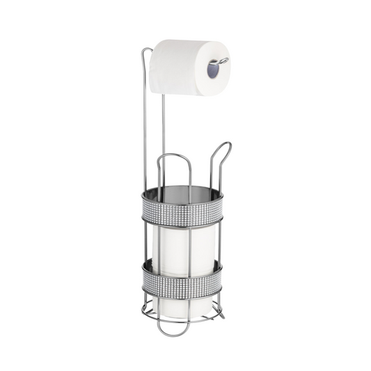 Chrome  Toilet Paper Holder with Diamond  Accents & Storage