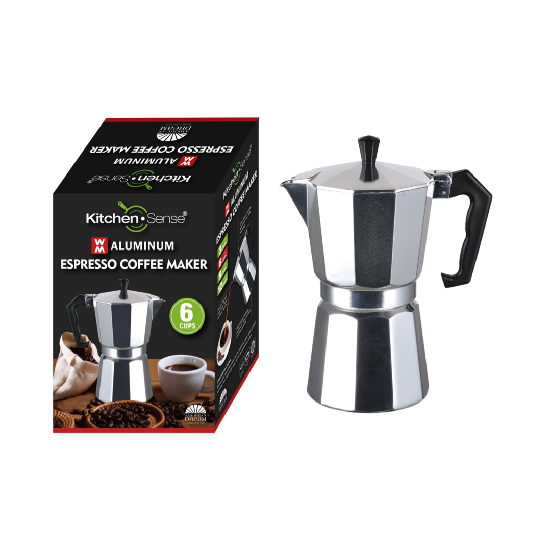 Kitchen Sense Polished Aluminum Espresso Maker 6 Cup