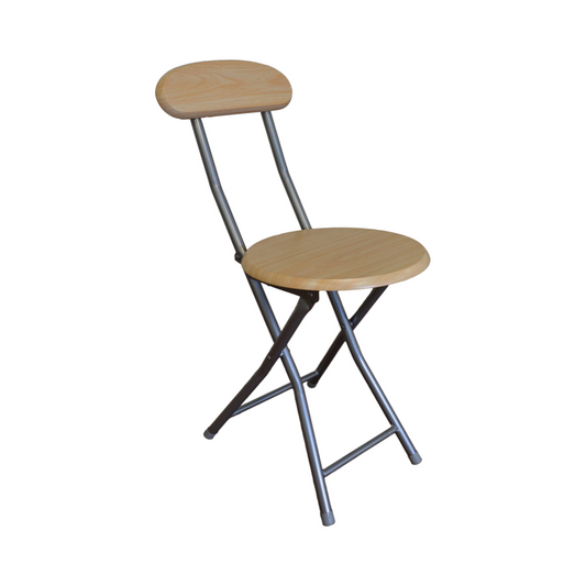 Storage Solutions Cushioned Vinyl Black Folding Stool with Back Rest