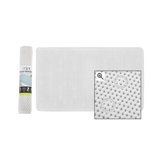 White 36"x17" Foam Bathtub Mat w/ 58 Suction Cups
