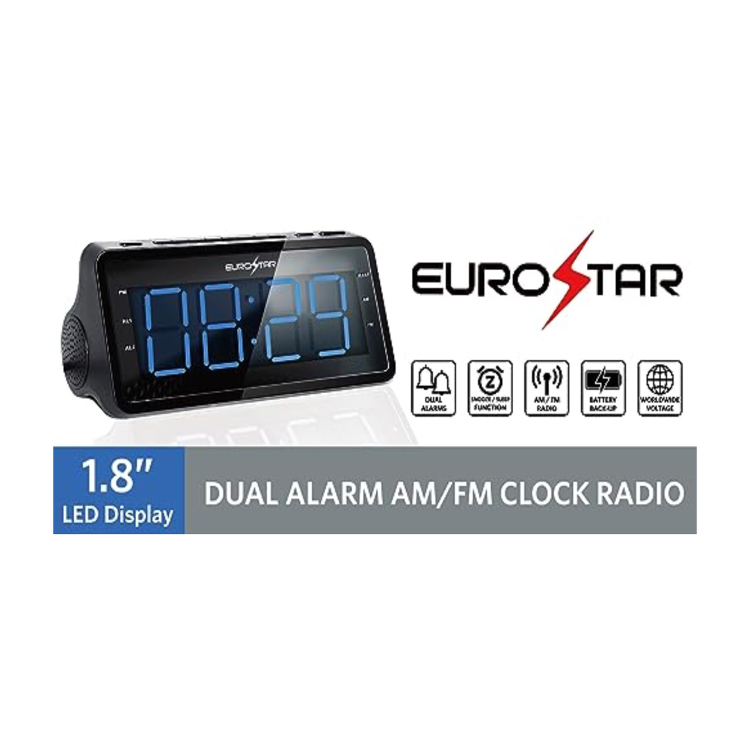 Dual Alarm AM/FM Clock Radio, Black