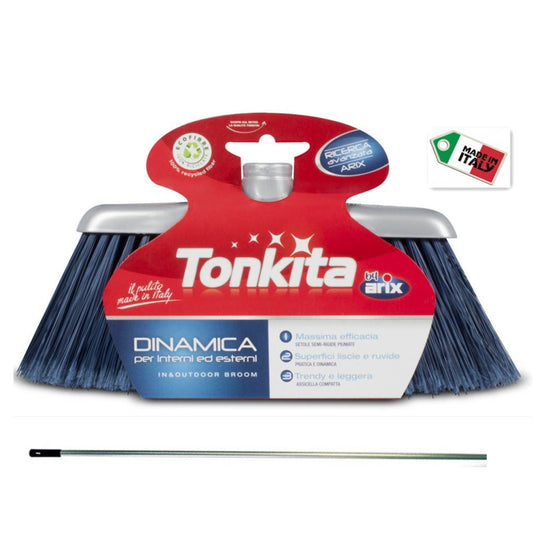 TONKITA High outdoor broom with blue bristles and gray handles