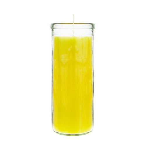 Dual Cross Devotional Prayer Altagraciano Container Candle   - Yellow