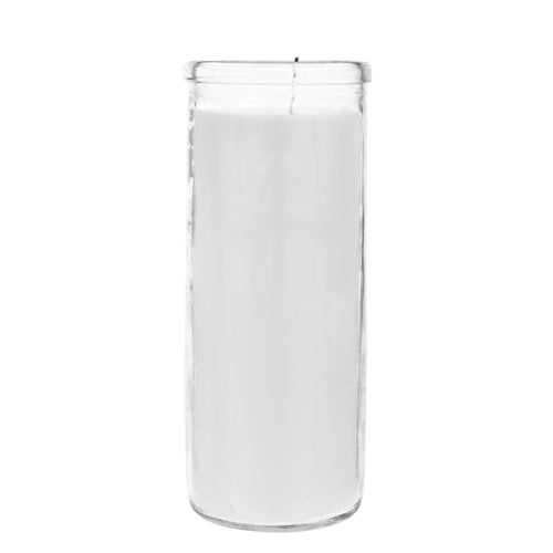 Dual Cross Devotional Prayer Altagraciano Container Candle   - White