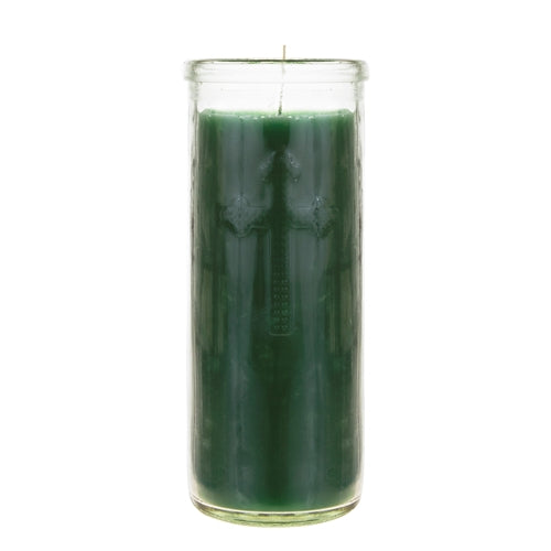 Dual Cross Devotional Prayer Altagraciano Container Candle   - Green