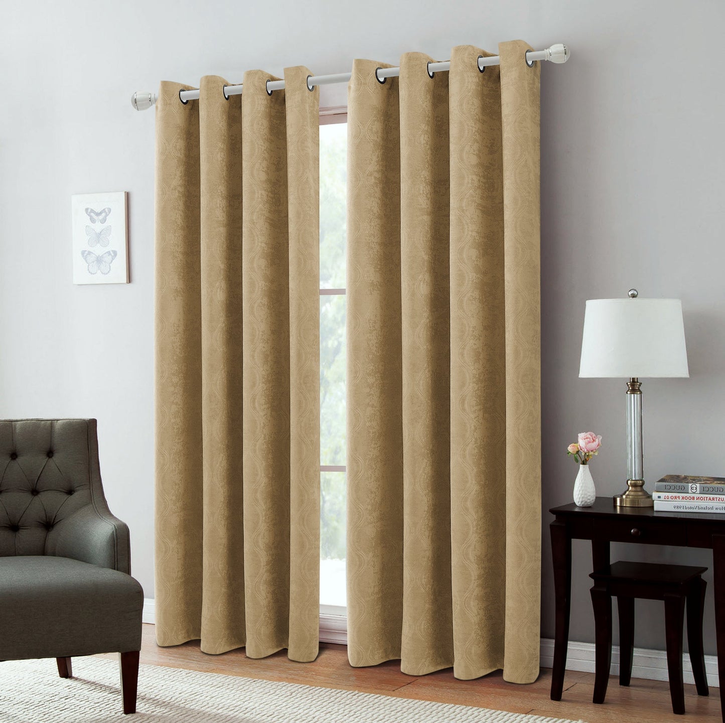 ANDY TAUPE BLACKOUT GROMMET PANEL 54X84"