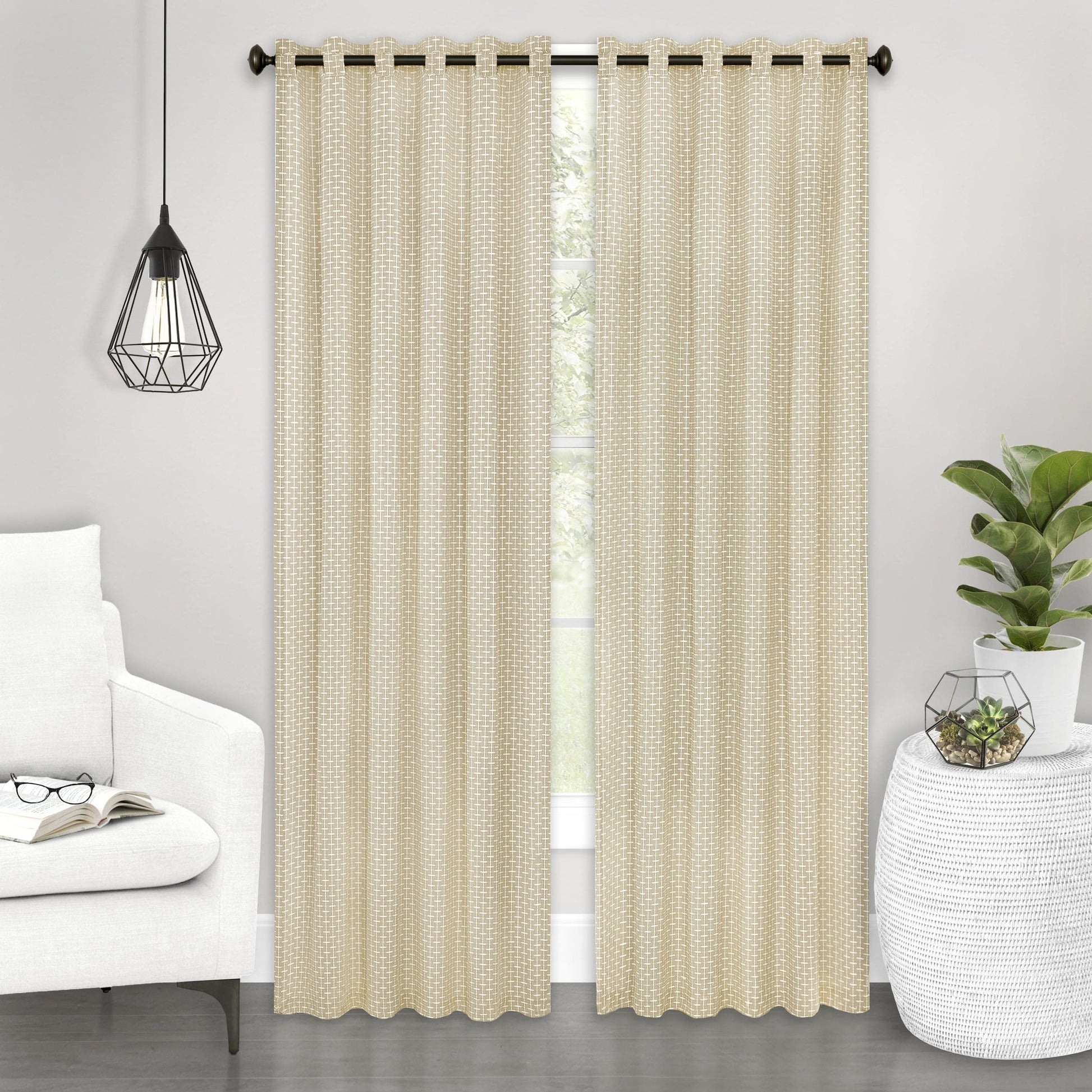  Window Curtain Panel - 42 Inch Width, 63 Inch Length, 2-inch Rod Pocket - Tan 