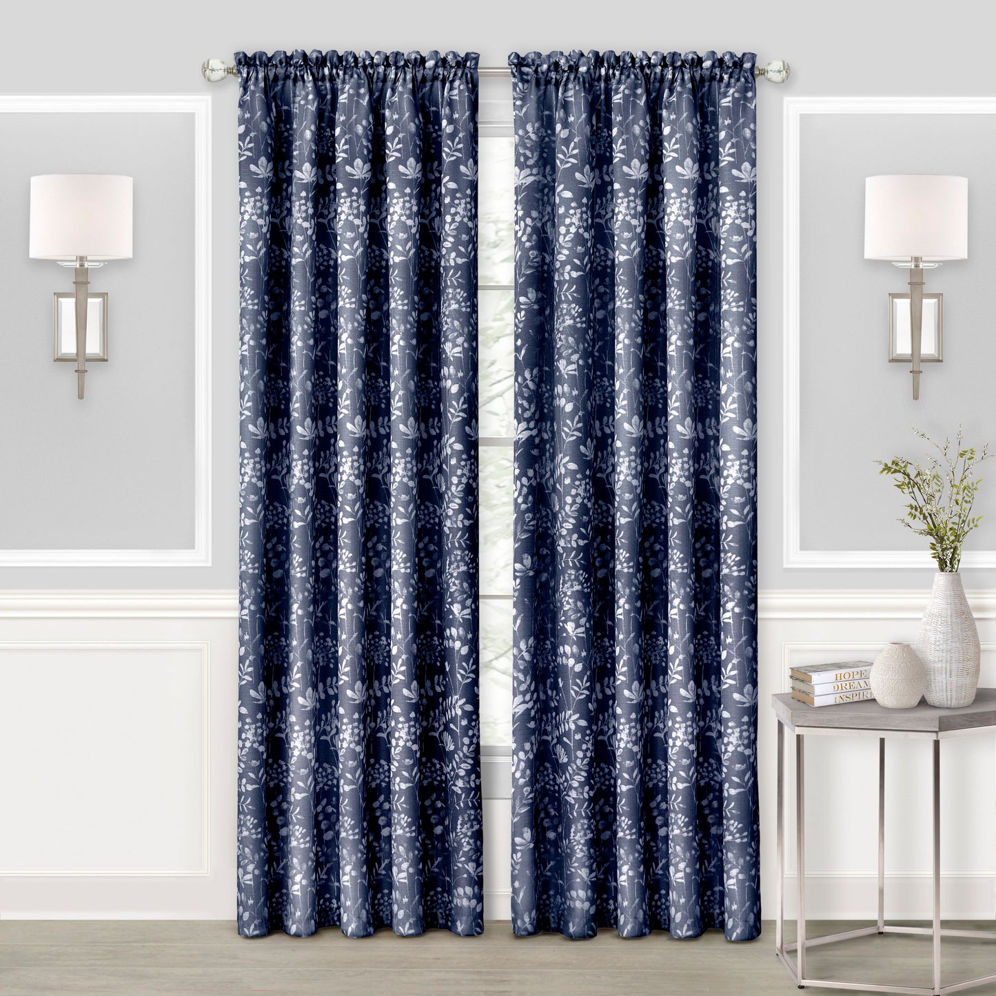 Achim Home Furnishings Charlotte Rod Pocket Panel - 52x84 - Navy