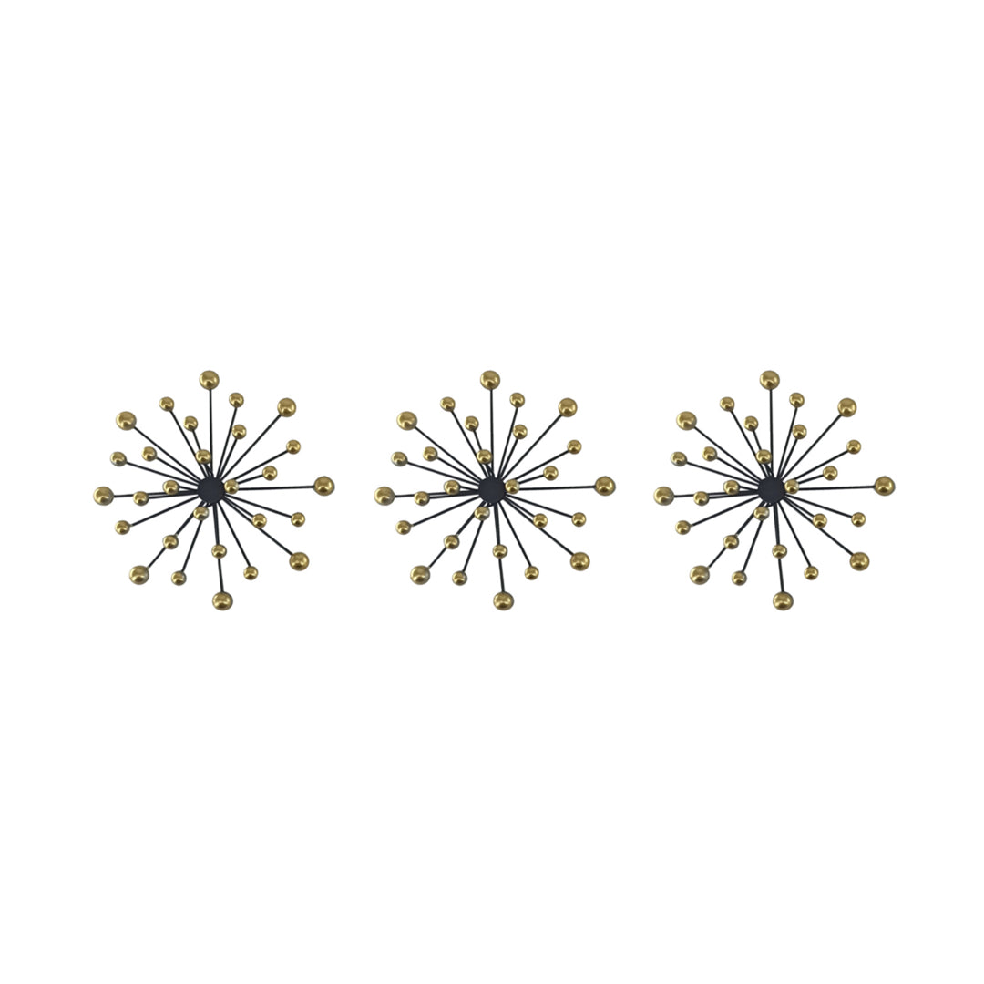 3PC TWO TONE STARBURST METAL SET (BLACK/GOLD) - SIZE: 3 - 10" Burst