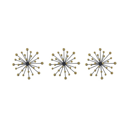 3PC TWO TONE STARBURST METAL SET (BLACK/GOLD) - SIZE: 3 - 10" Burst