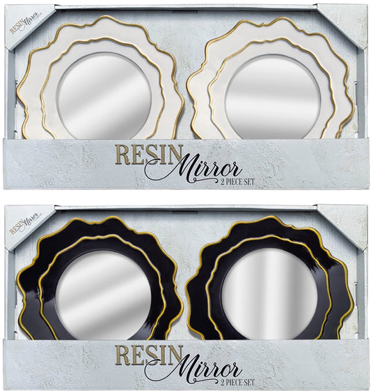 2PC SET WAVY RESIN MIRROR - SIZE: 2 - 8" x 12" Mirrors