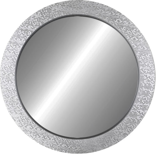 32" ROUND MOSAIC MIRROR IN SILVER FINISH