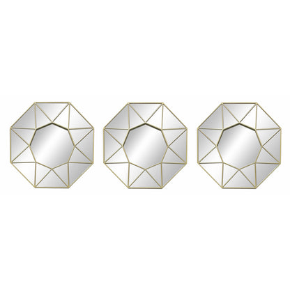 3PC MIRROR SET  STRINGED OCTAGON IN CHAMPAGNE - SIZE: 3 - 10" Mirrors