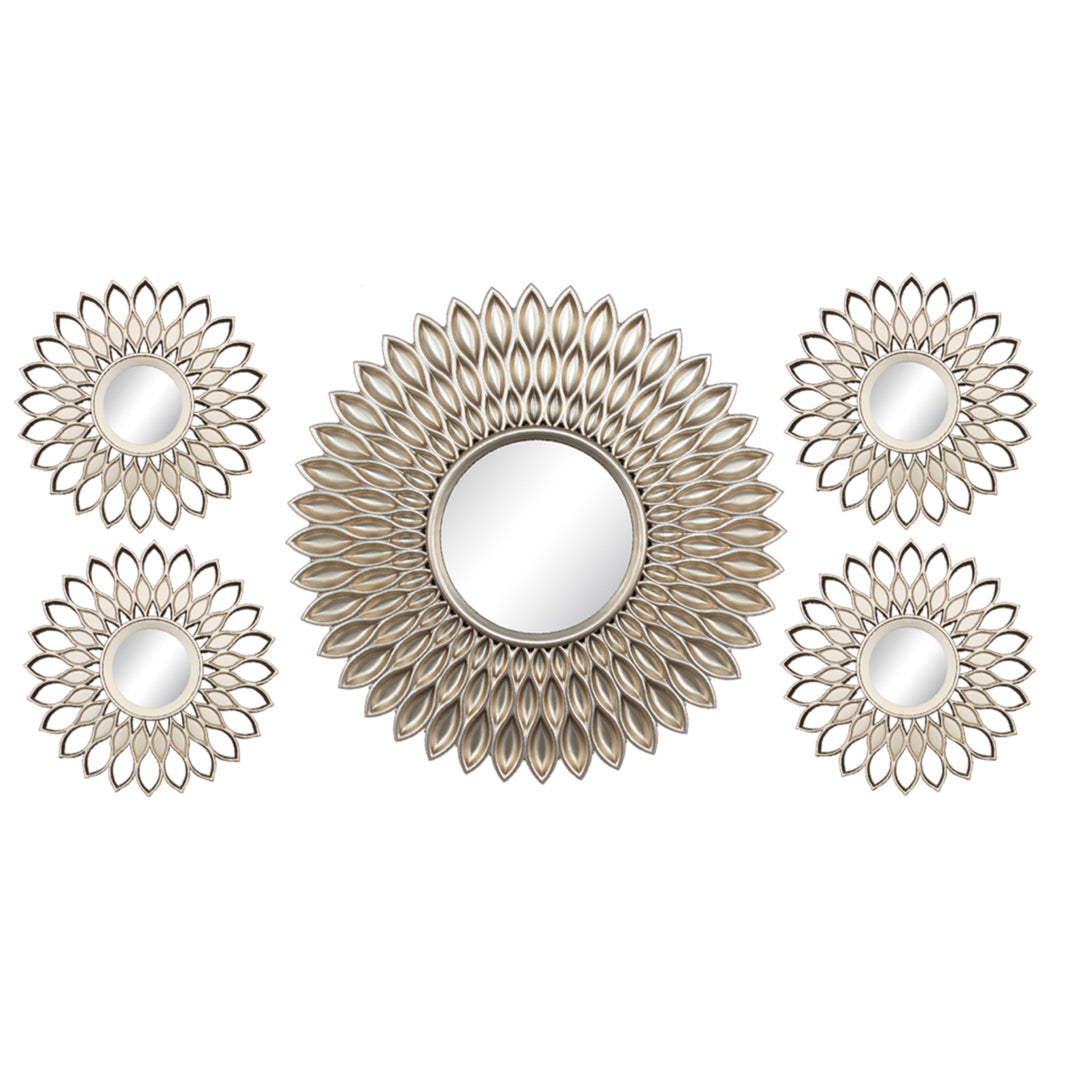 5 PC GERBERA WINTER - CHAMPAGNE & SILVER - SIZE: 1 - 15.5" & 4 - 10" Mirrors