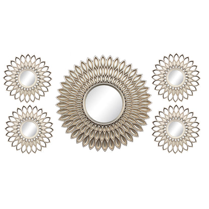 5 PC GERBERA WINTER - CHAMPAGNE & SILVER - SIZE: 1 - 15.5" & 4 - 10" Mirrors