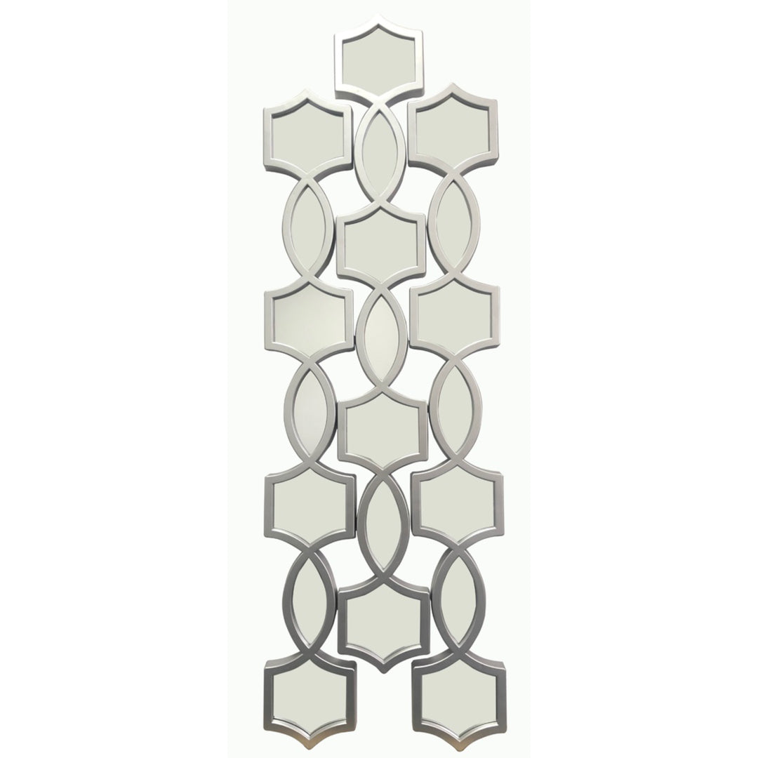 3PC GEOMETRIC MOSAIC PATTERN MIRROR SET IN SILVER, CHAMPAGNE, & BLACK - SIZE: 3 - 35" x 5" Panels