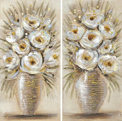 2PC HAND EMBELLISHED CANVAS SET - SUNSHINE BOUQUET - SIZE: 2 - 12" x 24" Images