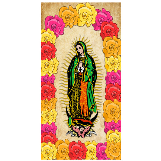WOOD PLAQUE - GUADALUPE - SIZE: 12" x 24"