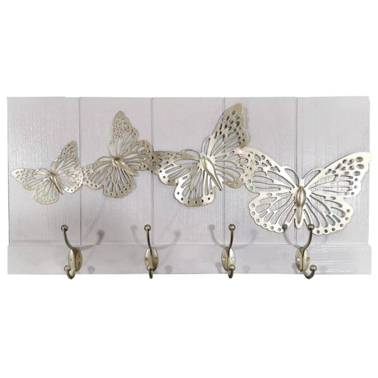 METAL BUTTERFLIES WITH HOOKS IN WHT/CHAMP & WHT/SLV - SIZE: 23.5" x 3" x 12"