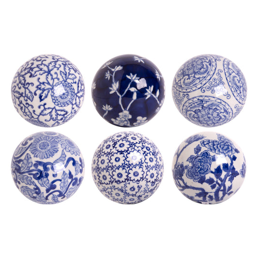 6 ASST 4"D WHITE/BLUE ORBS