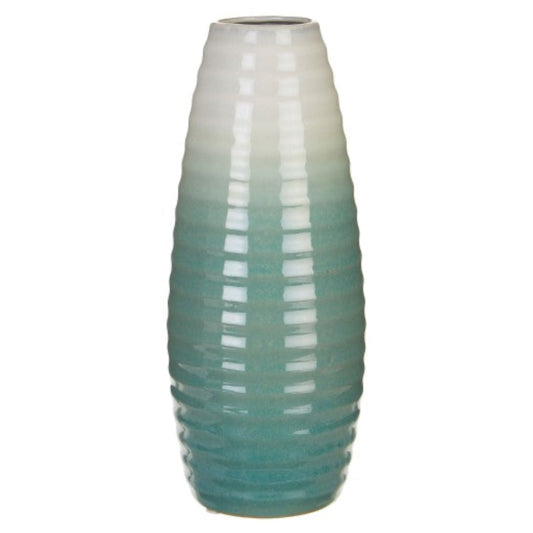 Home Essentials and Beyond Vases - Aqua Ribbed Vase