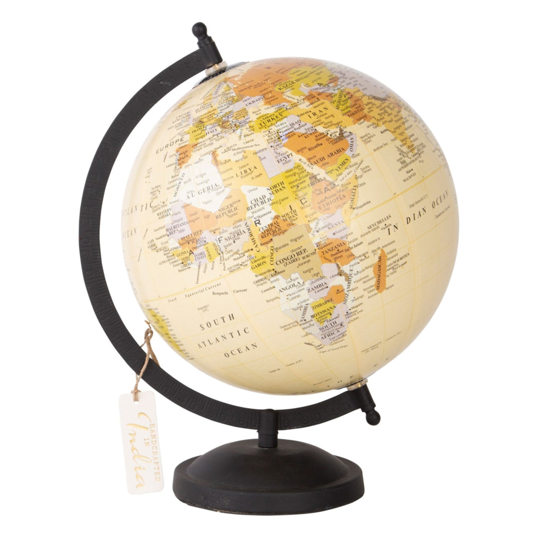 Home Essentials & Beyond 45570 11 in. Tan Globe with Black Base