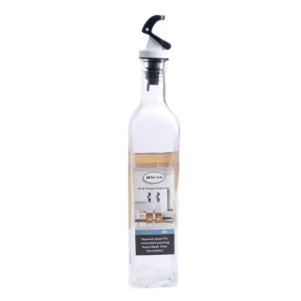 18oz/550ml Glass Oil Bottle with Plastic Lid