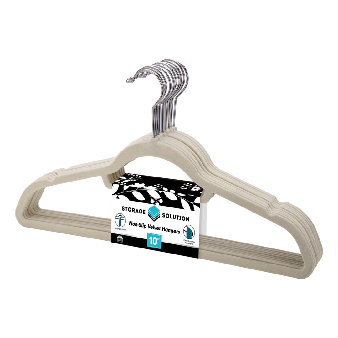 Storage Solutions Hangers Ivory - Ivory Velvet Organizer Hanger - Set of 10