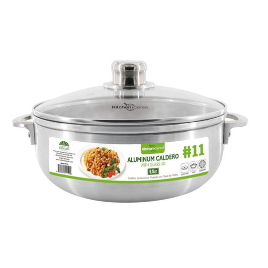 9.5Qt Aluminum Caldero with Glass Lid