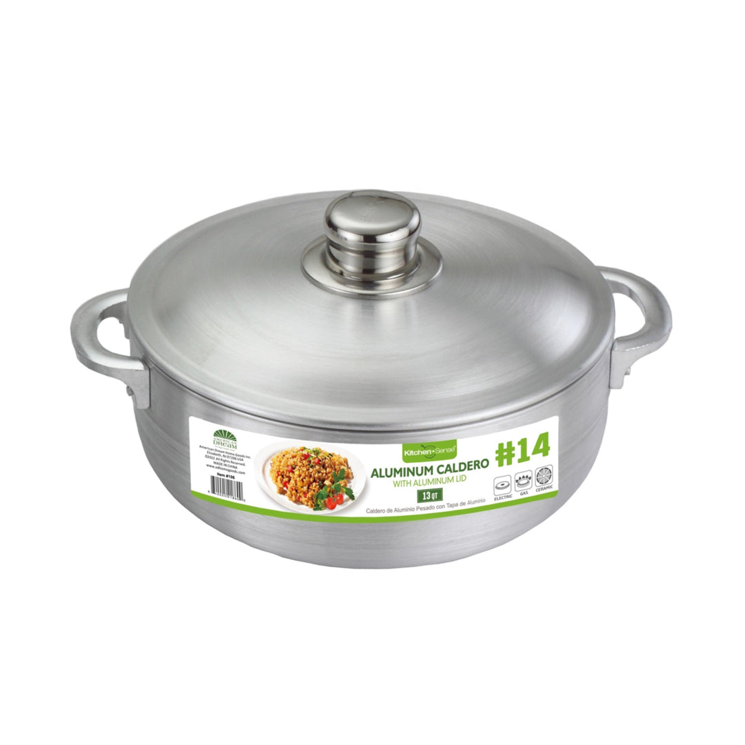 13Qt Heavy Gauge Aluminum Caldero with Aluminum Lid