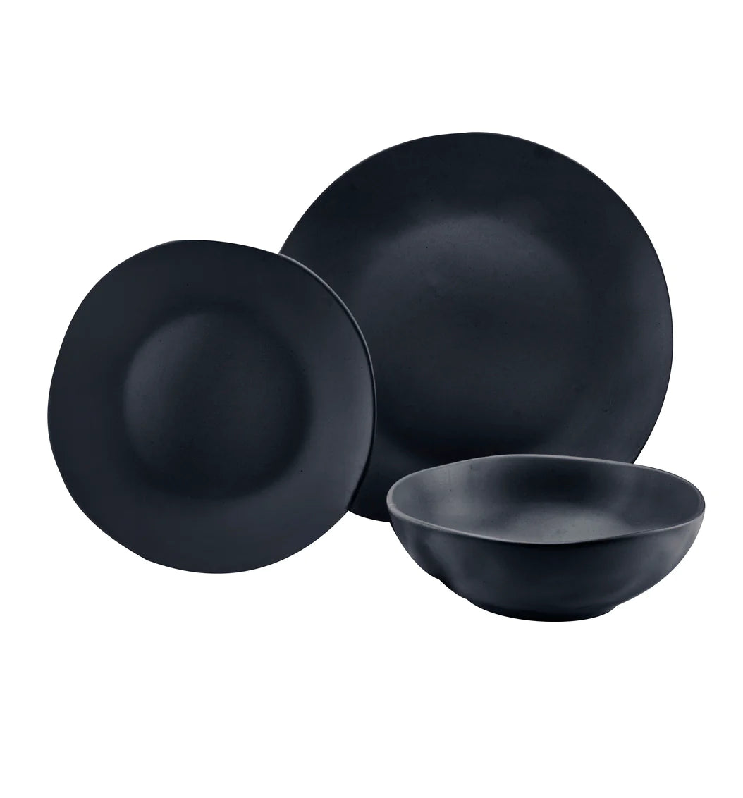 Aspero Black 12 Piece Dinnerware Set, Service For 4