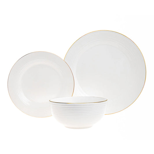 Saba Porcelain Gold Rim 18 Piece Dinnerware Set, Service For 6 — 100% Exclusive