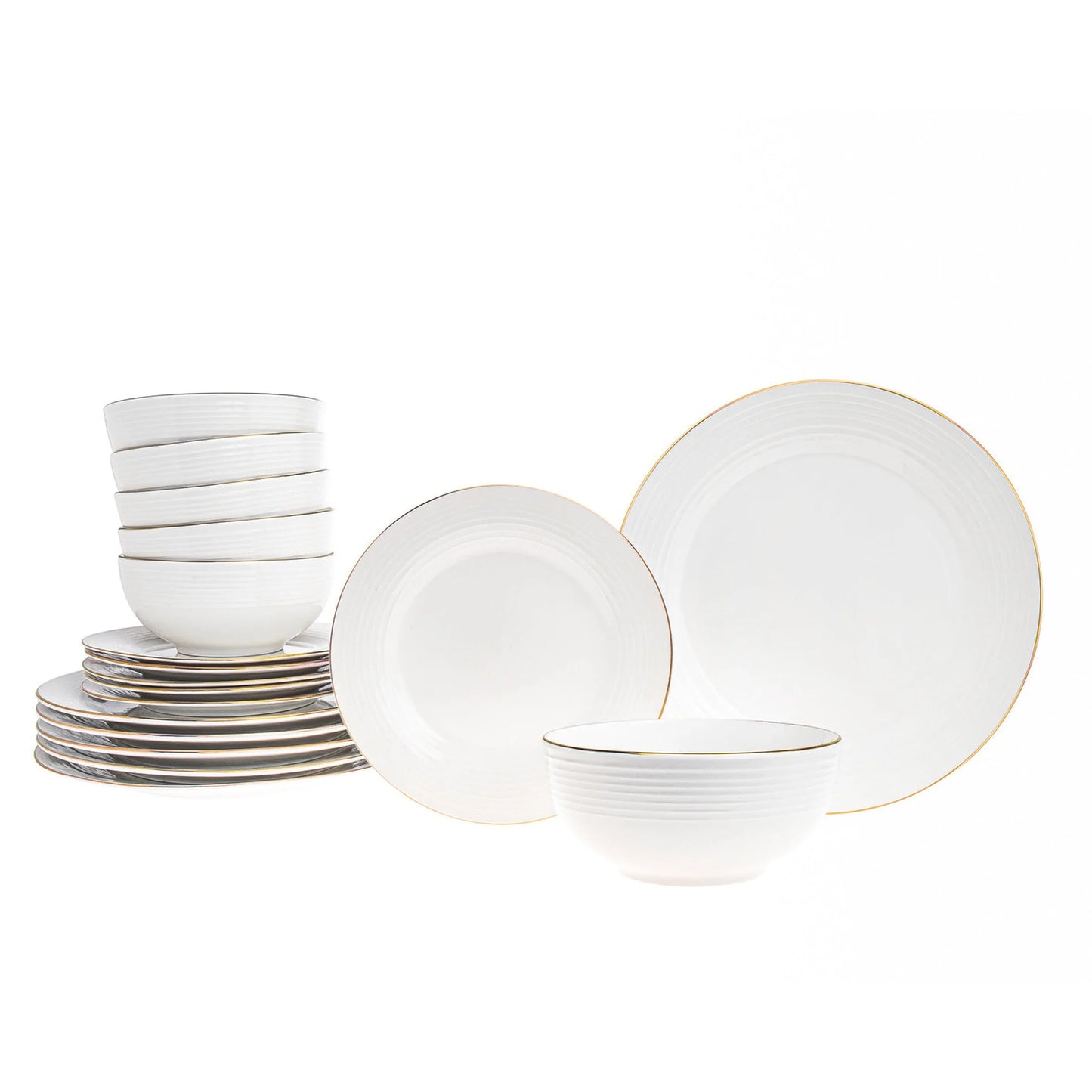 Saba Porcelain Gold Rim 18 Piece Dinnerware Set, Service For 6 — 100% Exclusive