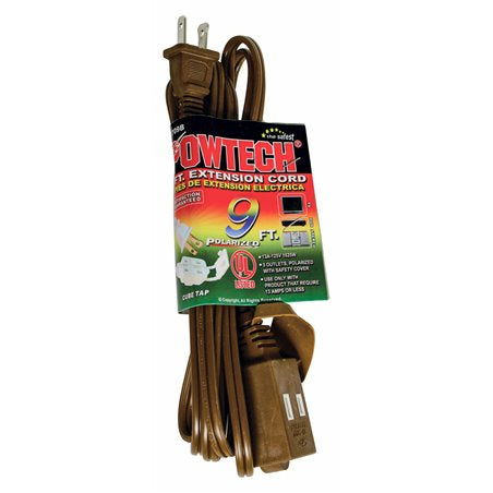 POWTECH UL Heavy duty Household Extension Cord 9 FT Brown