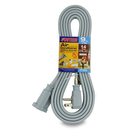 POWTECH UL Heavy duty Household Extension Cord 9FT Grey