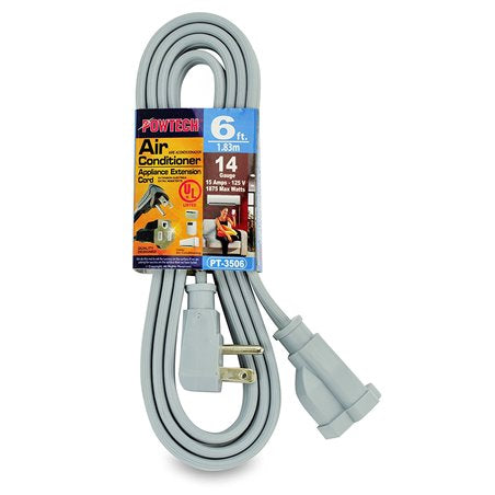 POWTECH UL Heavy duty Household Extension Cord 6FT Grey