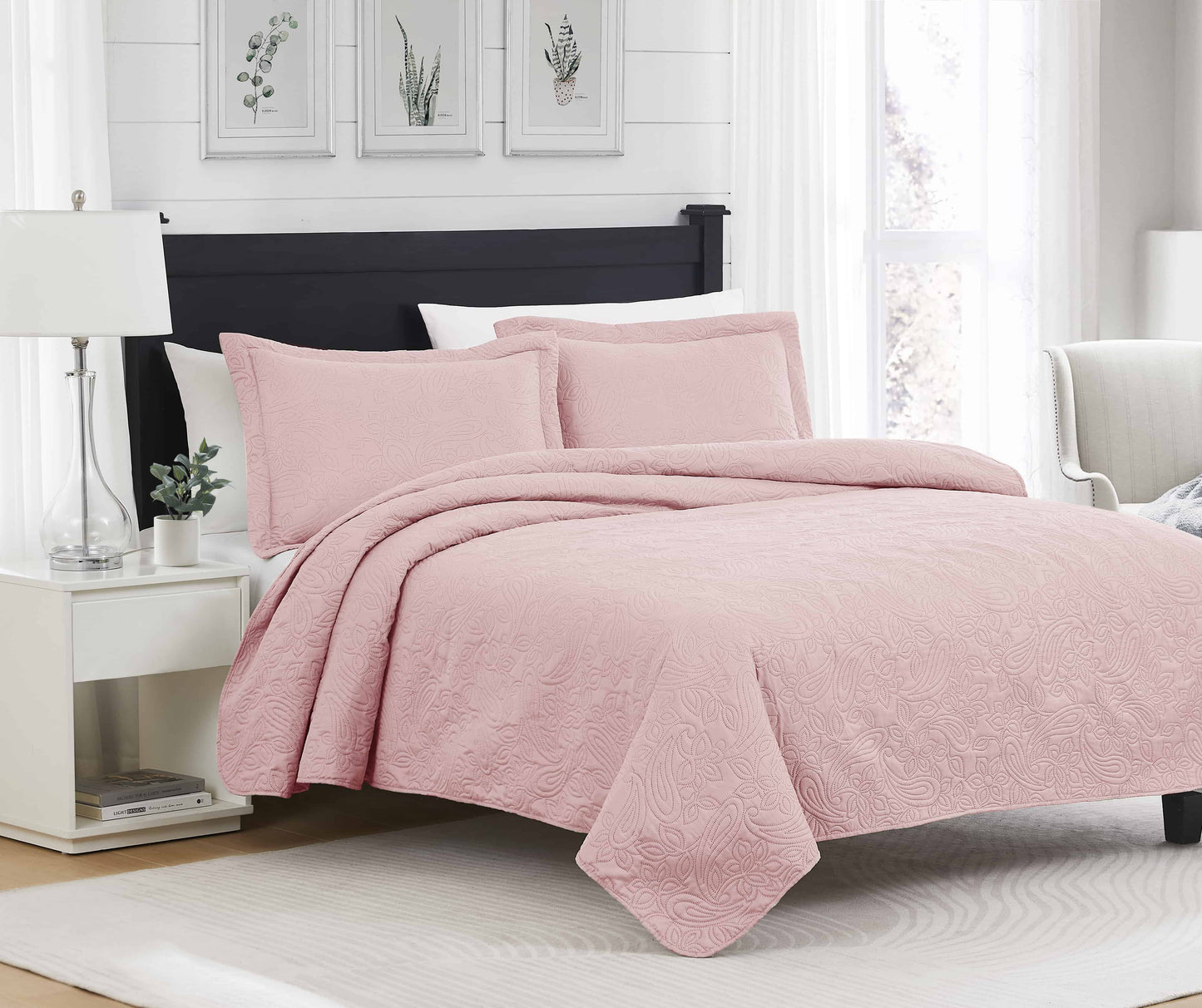 RT Designers Collection Mila 3pc Pinsonic Quilt Blush Queen