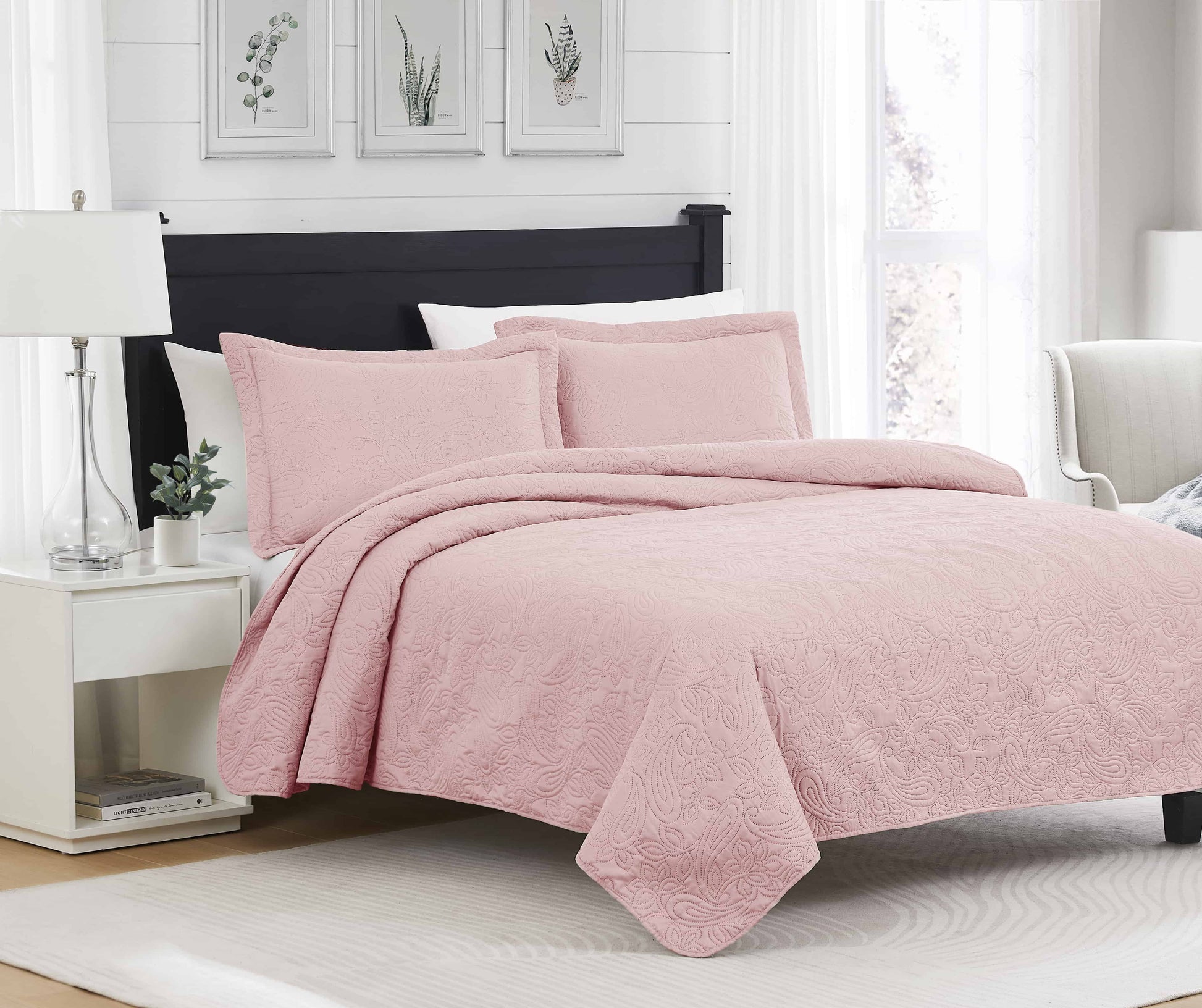 RT Designers Collection Mila 3pc Pinsonic Quilt Blush Queen