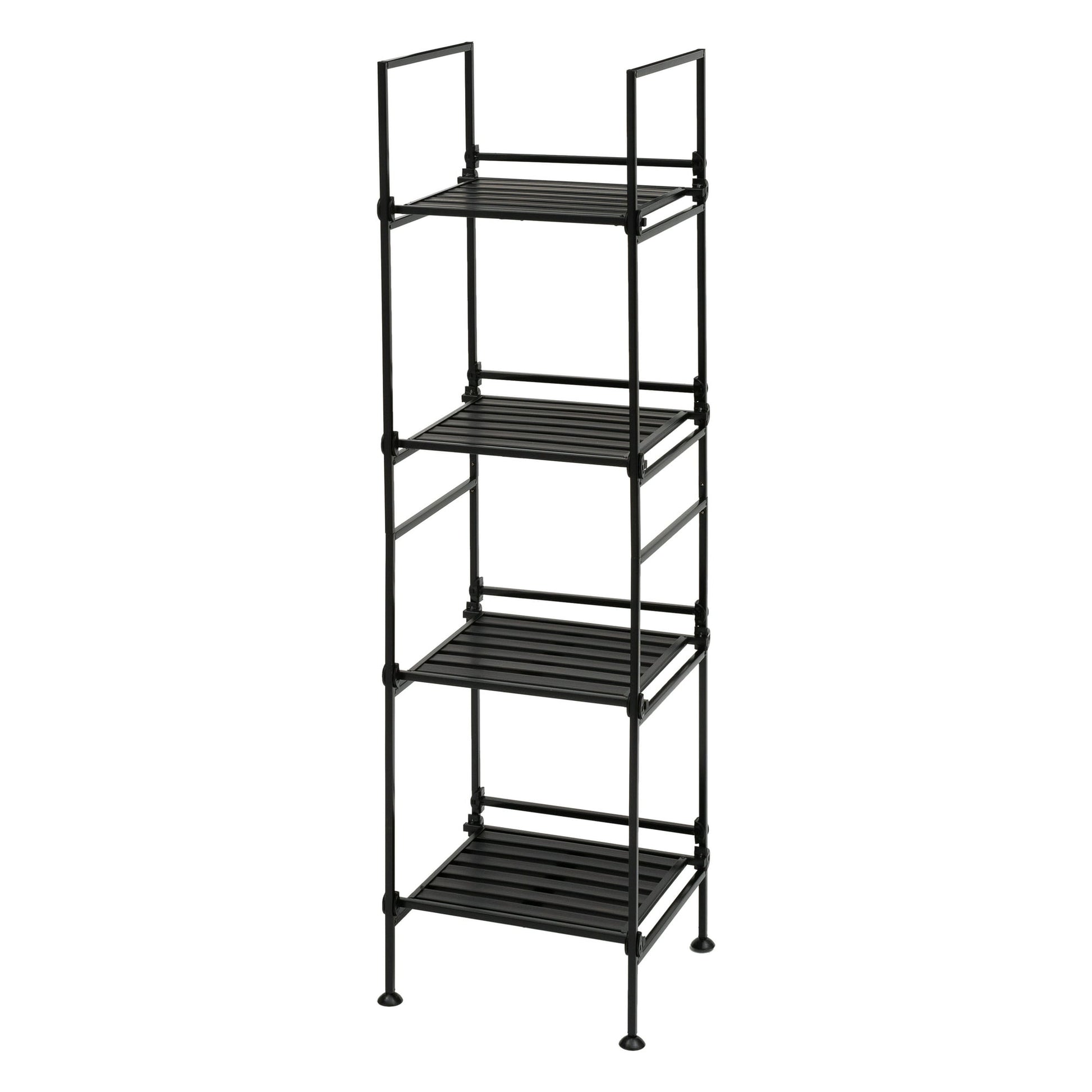 Organize It All 4 Tier Metal Square Shelving Tower, Adult, Black