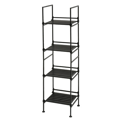 Organize It All 4 Tier Metal Square Shelving Tower, Adult, Black