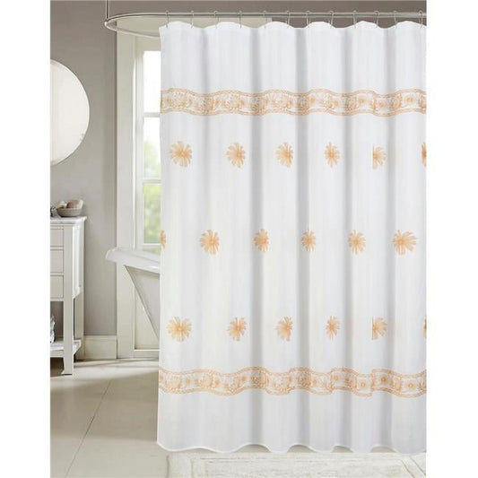 Bianca Embroidered Shower Curtain Yellow
