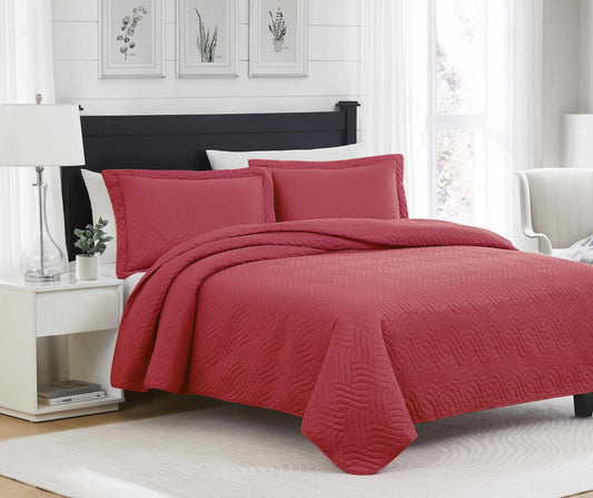 RT Designers Collection Mila 3pc Pinsonic Quilt Red Queen