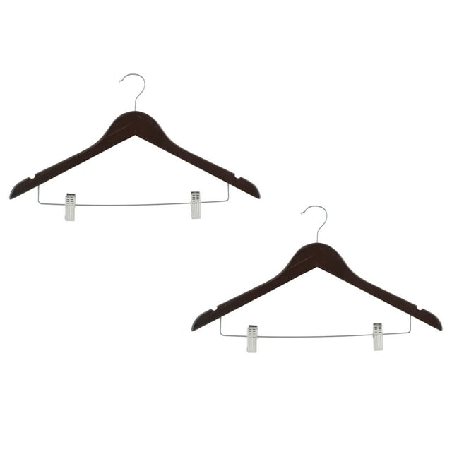 Simplify 2-Pack Mahogany Wood Suit Hangers, Brown